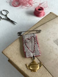 Tea Pot with Heart Brooch
