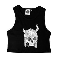 Image 1 of Helmet Skull - Cropped Waffle Tank