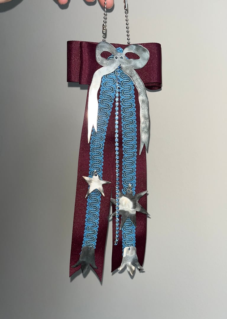 Burgundy Blue Brooch Charm 