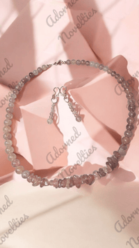 Image 2 of ANA826223 Strawberry Quartz Necklace and Earring set 
