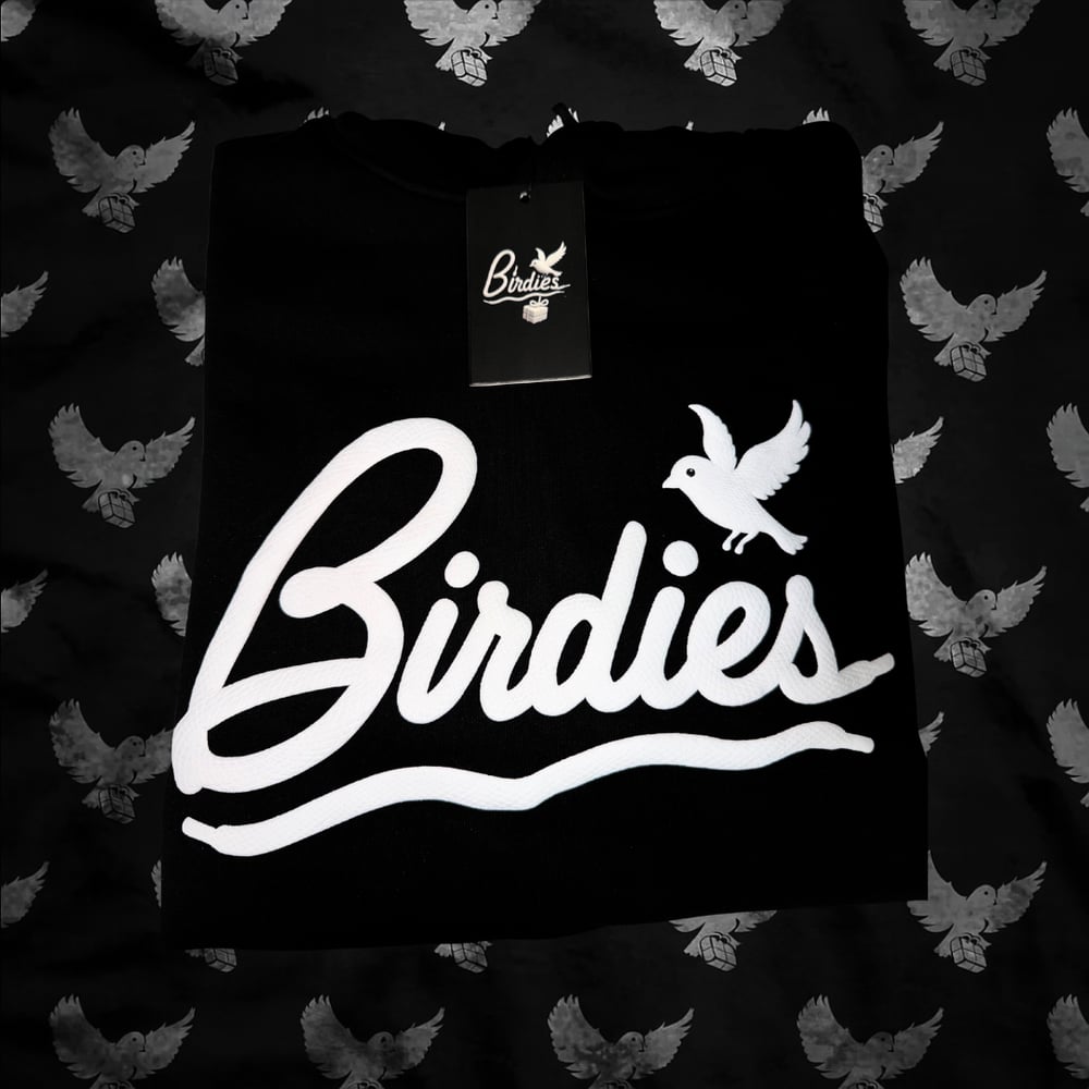 Image of Black/White Birdies Always Fly Lace Hoodie