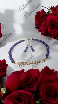 Image 2 of ANA826225 - Amethyst Necklace and Earring Set