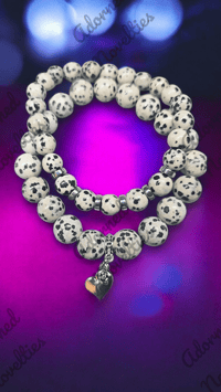 Image 2 of ANA826227 - Dalmatian Jasper Bead Jewelry Set