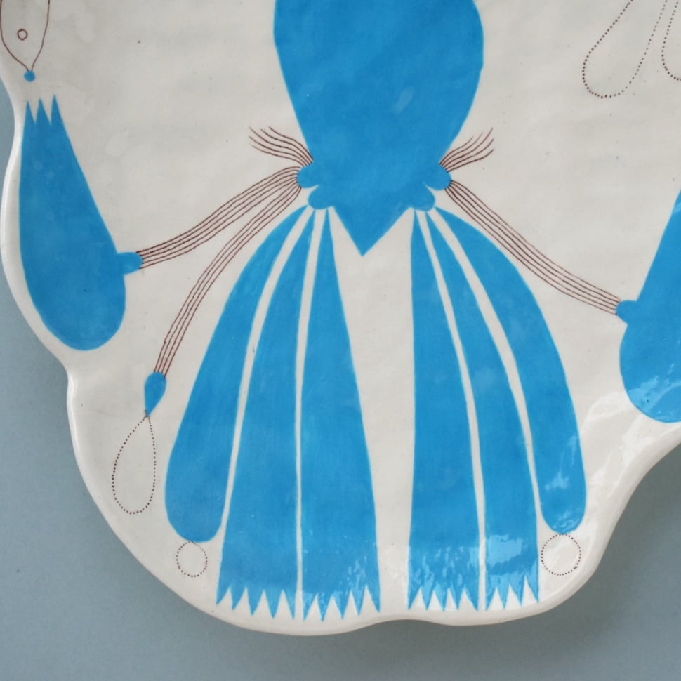 Image of Blue Abstract Plant Plate