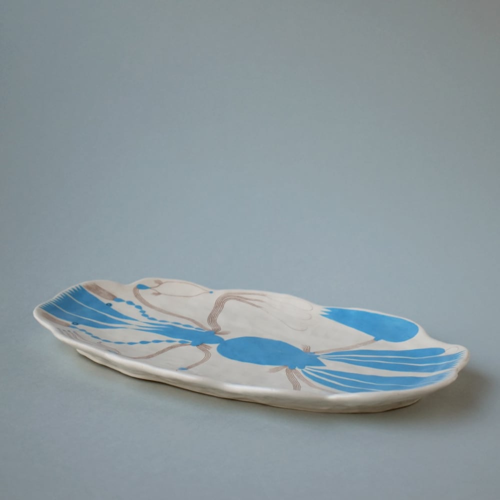 Image of Blue Abstract Plant Plate