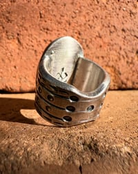 Image 6 of WL&A Handmade Heavy Ingot Cuatro Oval Patagonia Turquoise Rings - Size 5 