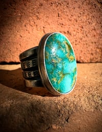 Image 1 of WL&A Handmade Heavy Ingot Cuatro Oval Patagonia Turquoise Rings - Size 8.5