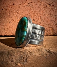 Image 5 of WL&A Handmade Heavy Ingot Cuatro Oval Patagonia Turquoise Rings - Size 8.5