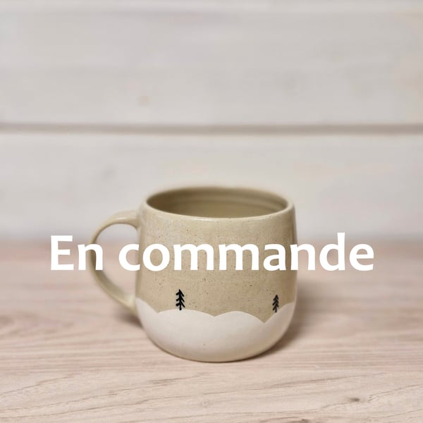 Image of EN COMMANDE / Tasse à chocolat Sapins beige
