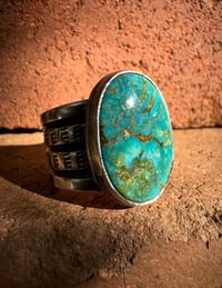 Image 1 of WL&A Handmade Heavy Ingot Cuatro Oval Patagonia Turquoise Rings - Size 11