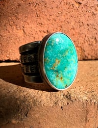 Image 1 of WL&A Handmade Heavy Ingot Cuatro Oval Patagonia Turquoise Rings - Size 11.5