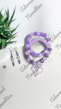 Image 1 of ANA826233 Cross My Heart Purple Bracelet Set