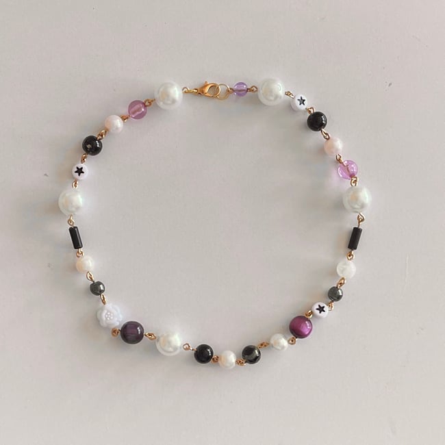 purple star gold wire necklace