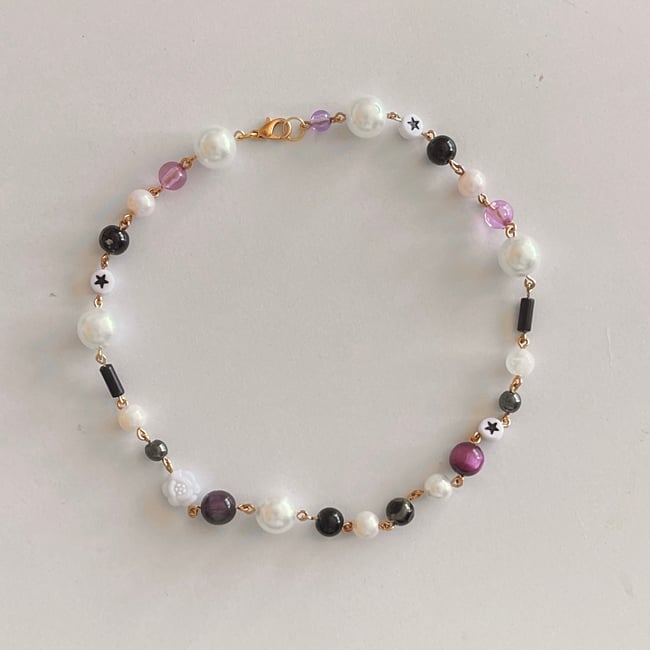 purple star gold wire necklace