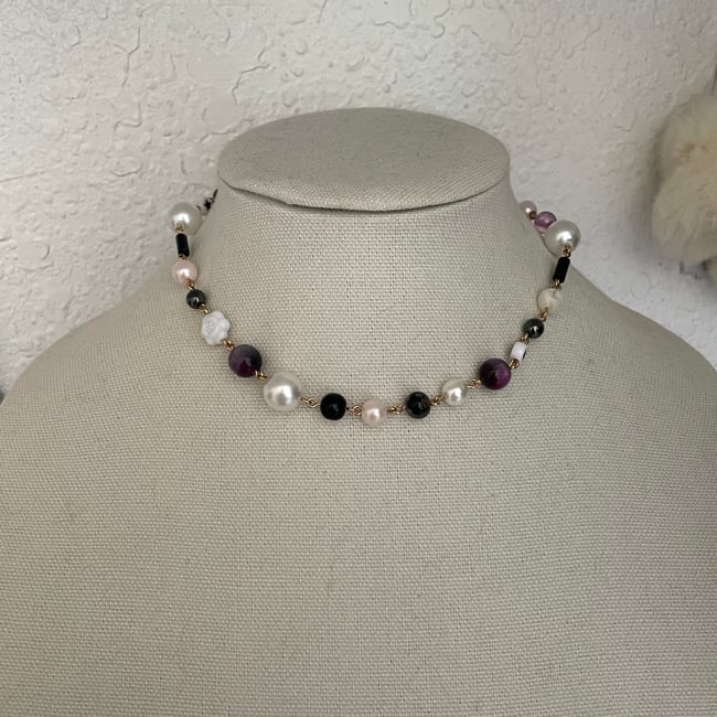 purple star gold wire necklace