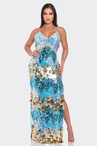 Image 1 of Sequin Side Slit Long Dress