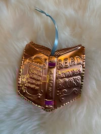 Read Banned Books brass ornament-C