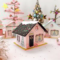 Image 1 of Black roof Christmas cottage ornament 