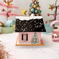 Image 4 of Black roof Christmas cottage ornament 
