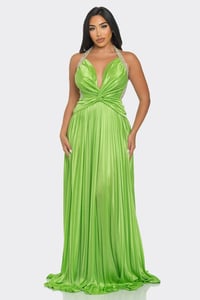 Rhinestone Halter Neck Flow Dress