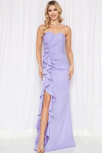 Purple Halter Top Ruffle Dress