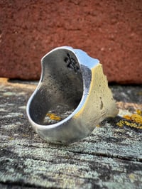 Image 6 of WL&A Handmade Heavy Signet Carved Obsidian Ancestor Mask Rings - Size 9 