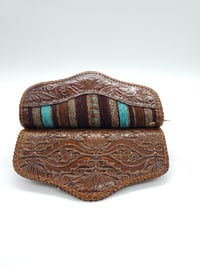 Image 16 of Syrian Leather Clutch Bags Blue Stripes