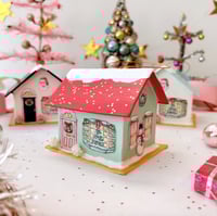 Image 1 of Red roof Christmas cottage ornament 