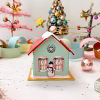 Image 4 of Red roof Christmas cottage ornament 