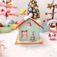 Image 6 of Red roof Christmas cottage ornament 