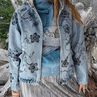 Image 4 of Loopy Florals denim zip up