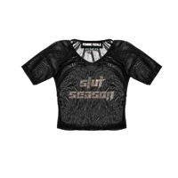 SLUT SEASON RHINESTONE MESH BABYGIRL TOP