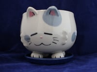 Image 1 of Sleepy Grey-Spotted with Clipped Ear Silly Kitty Planter