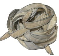 Image 4 of 1PC. SAND DOLLAR 42" hand dyed wrist wrap bracelet silk ribbon//Yoga wrist wrap bracelet ribbon