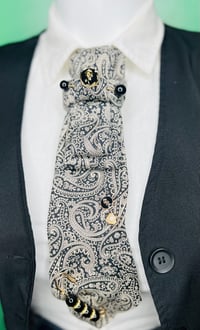 Image 2 of Handmade Black & White Paisley Women’s Necktie