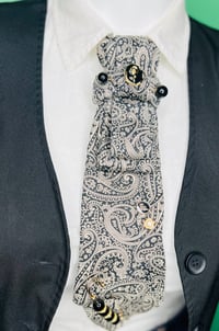 Image 4 of Handmade Black & White Paisley Women’s Necktie