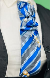 Image 1 of Handmade Royal Blue & Gray Women’s Necktie