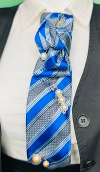 Image 2 of Handmade Royal Blue & Gray Women’s Necktie