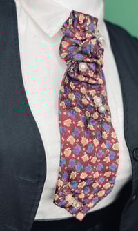 Image 1 of Handmade Women’s Necktie – Burgundy with Colorful Florals 