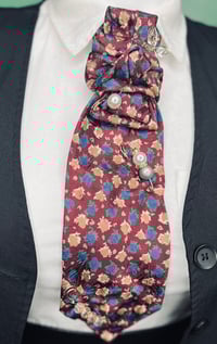Image 2 of Handmade Women’s Necktie – Burgundy with Colorful Florals 