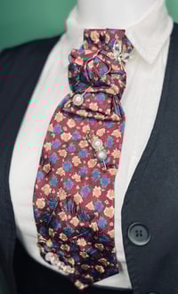 Image 3 of Handmade Women’s Necktie – Burgundy with Colorful Florals 