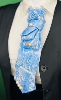 Image 2 of Handmade Women’s Necktie  Light Blue with Large Paisley Design