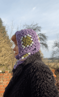 Image 3 of Purple Granny Square balaclava