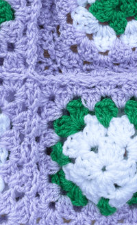 Image 2 of Light blue/lilac Granny Square balaclava