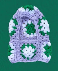Image 1 of Light blue/lilac Granny Square balaclava