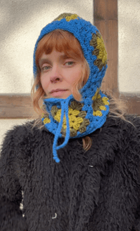 Image 3 of Blue Granny Square balaclava