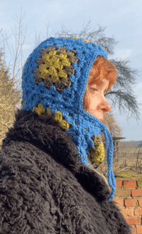 Image 4 of Blue Granny Square balaclava