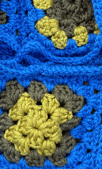 Image 2 of Blue Granny Square balaclava