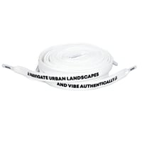 Image 1 of Nulava Silicone Printed "Navigate Urban Landscapes And Vibe Authentically"  White Flat SHOELACES