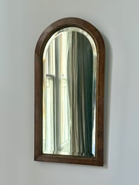Image 2 of Small Antique Wall Mirror with Arched Frame and Bevelled Glass